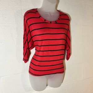 Red black striped top